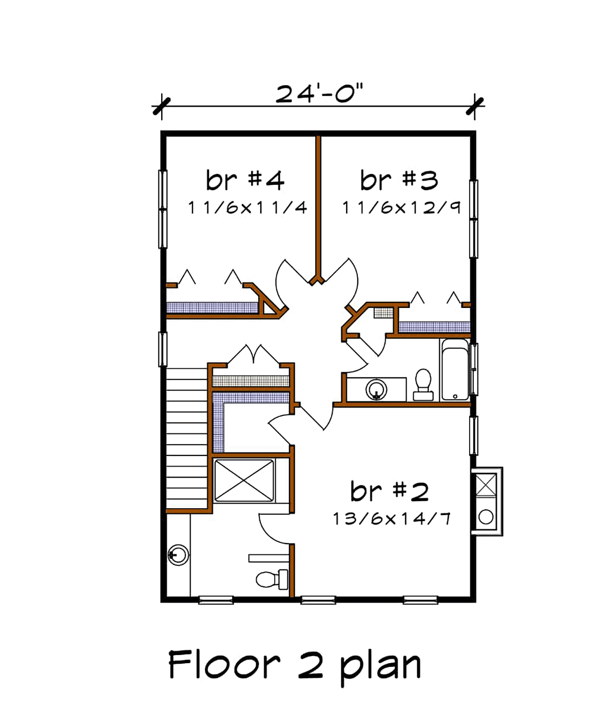 Bungalow Craftsman Narrow Lot Level Two of Plan 76605