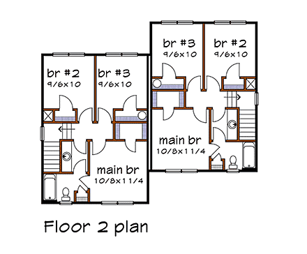 Multi-Family Plan 76609 Second Level Plan