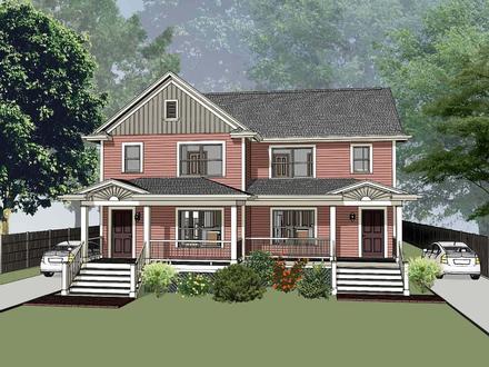Colonial Country Elevation of Plan 76610