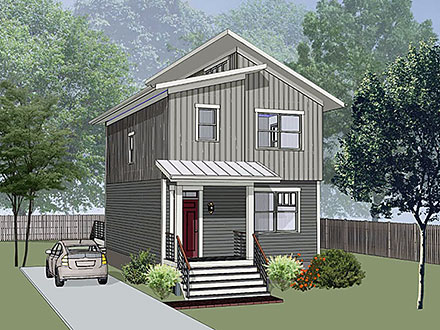 Bungalow Contemporary Elevation of Plan 76612