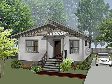 Bungalow Contemporary Cottage Elevation of Plan 76625