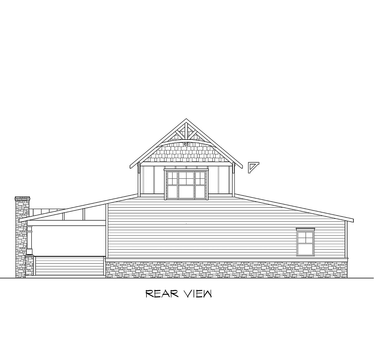 Craftsman Rear Elevation of Plan 76700