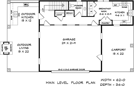 Garage-Living Plan 76701 First Level Plan