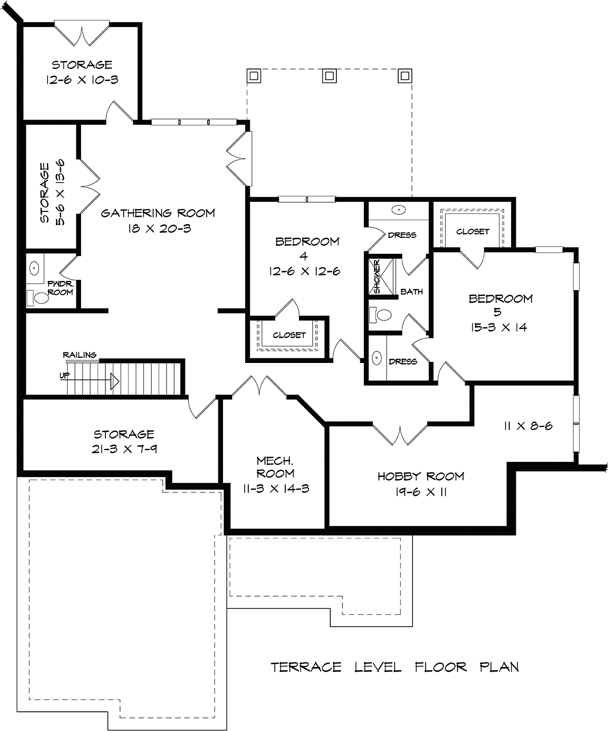 Craftsman Traditional Lower Level of Plan 76702