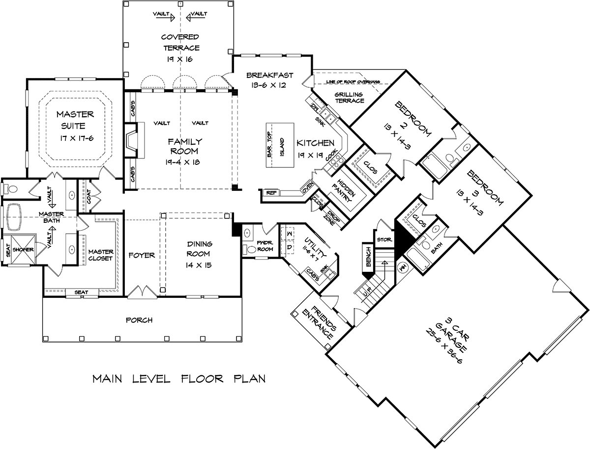 Craftsman Traditional Level One of Plan 76703