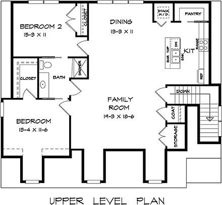 Garage-Living Plan 76707 Second Level Plan