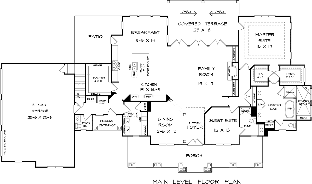 Craftsman Traditional Level One of Plan 76713