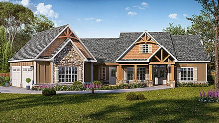 Craftsman Ranch Traditional Elevation of Plan 76714