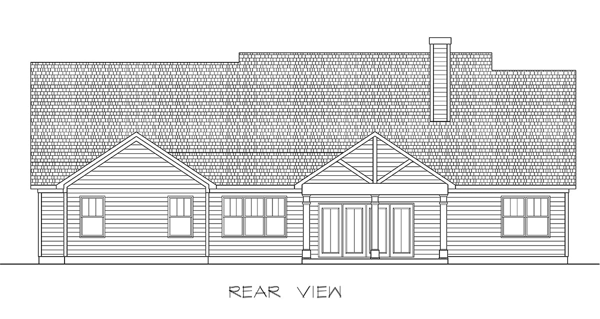 Craftsman Traditional Rear Elevation of Plan 76723