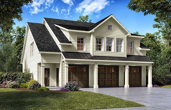 Garage-Living Plan 76727 Elevation