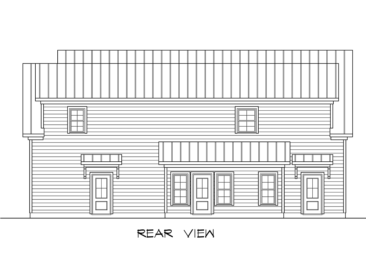 Traditional Rear Elevation of Plan 76728