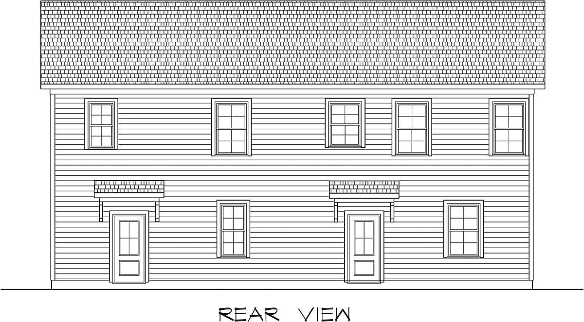 Country Farmhouse Traditional Rear Elevation of Plan 76729
