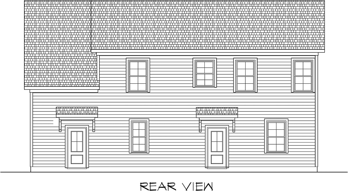 Country Craftsman Traditional Rear Elevation of Plan 76731