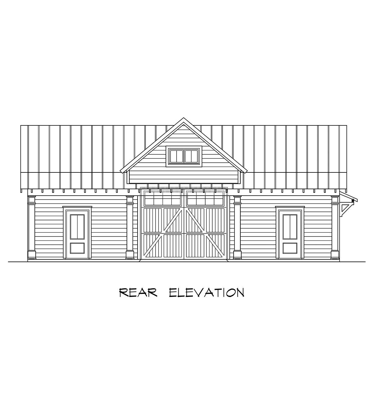Country Traditional Rear Elevation of Plan 76734