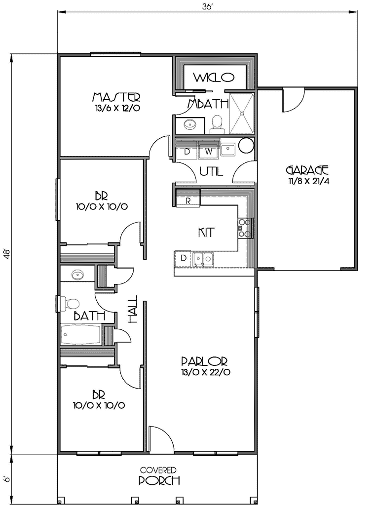 Bungalow Craftsman Southern Level One of Plan 76809