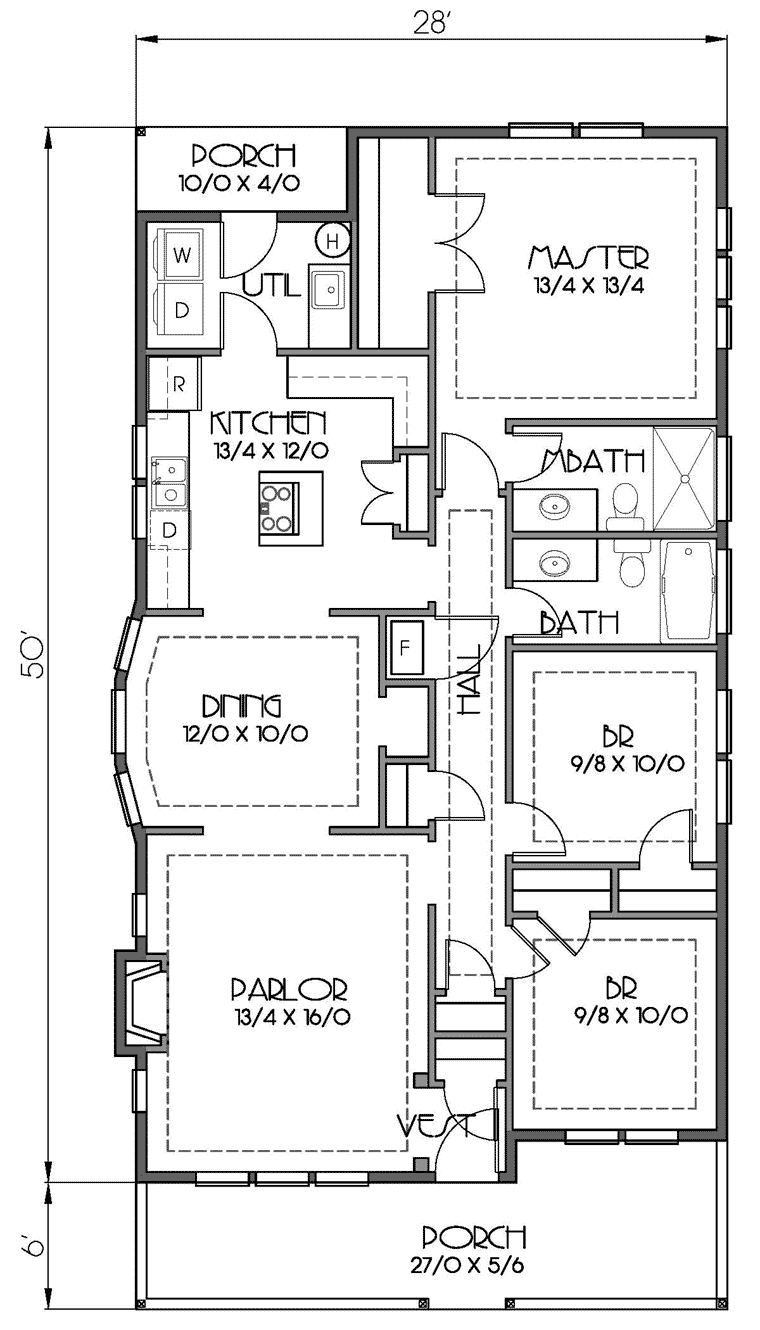 Bungalow Craftsman Level One of Plan 76818