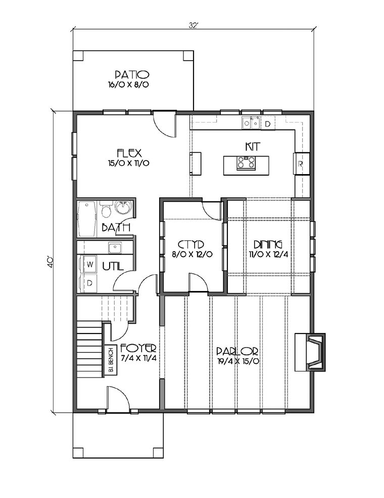 Craftsman Traditional Level One of Plan 76824