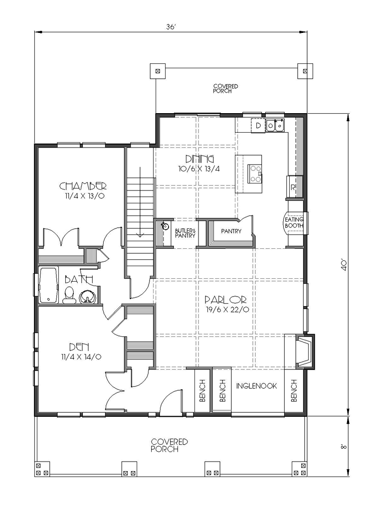 Bungalow Craftsman Level One of Plan 76825