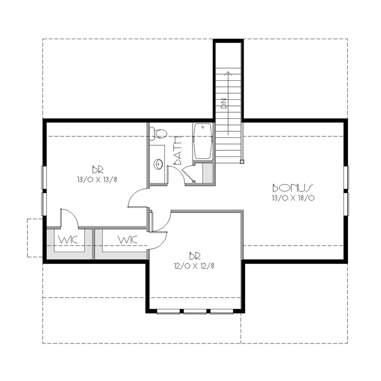Craftsman Farmhouse Traditional Level Two of Plan 76827