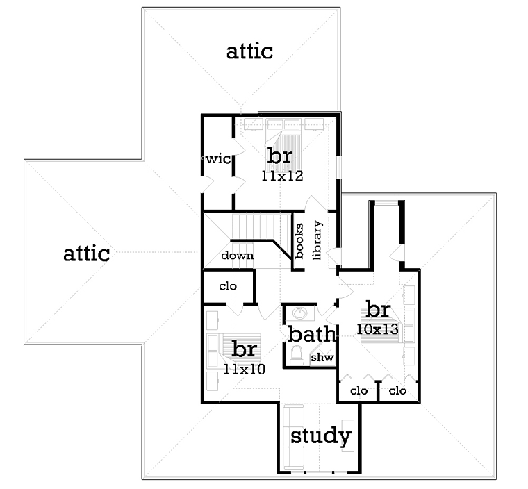 Country Farmhouse Traditional Level Two of Plan 76912