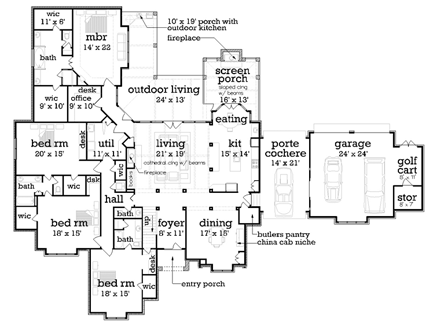 House Plan 76913 First Level Plan