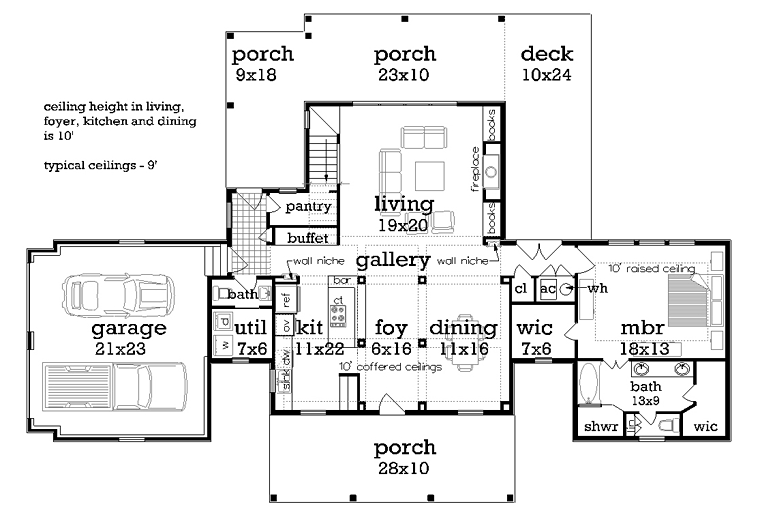 Cottage Country Craftsman Southern Level One of Plan 76914