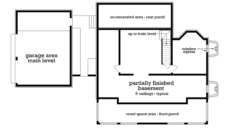 Cottage Country Craftsman Southern Lower Level of Plan 76917