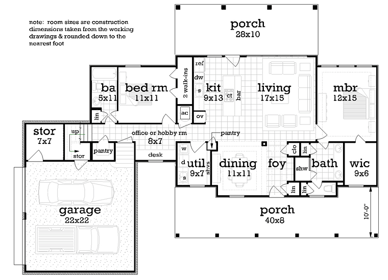 Cottage Craftsman Southern Level One of Plan 76921