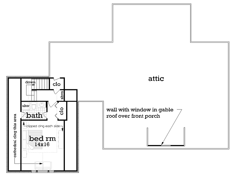 Cottage Craftsman Southern Level Two of Plan 76921