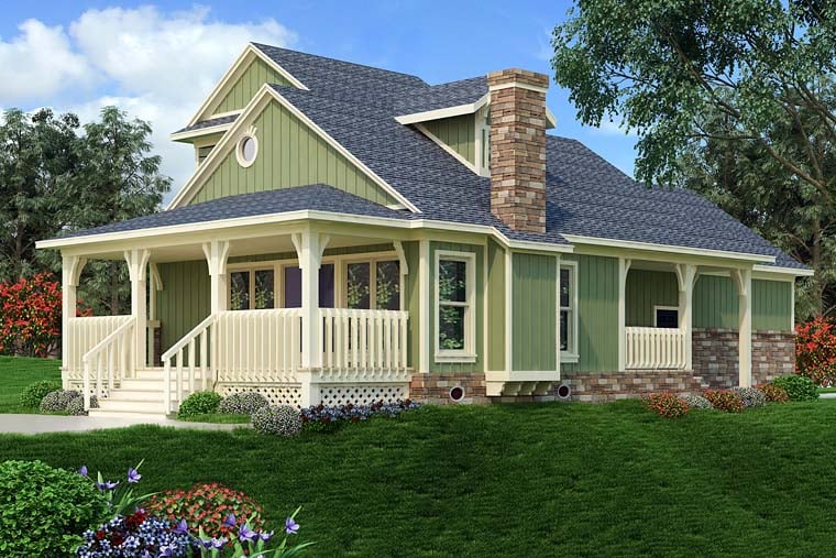 Bungalow Cottage Country Craftsman Rear Elevation of Plan 76922