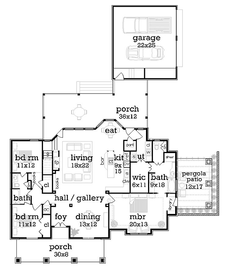 House Plan 76923 Level One