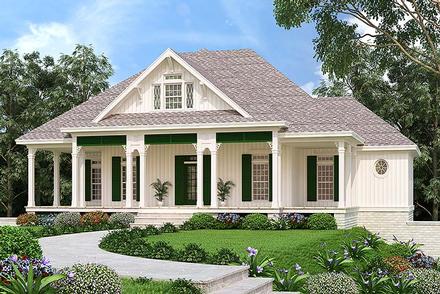 Colonial Country Southern Elevation of Plan 76925