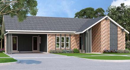 Contemporary Ranch Traditional Elevation of Plan 76927