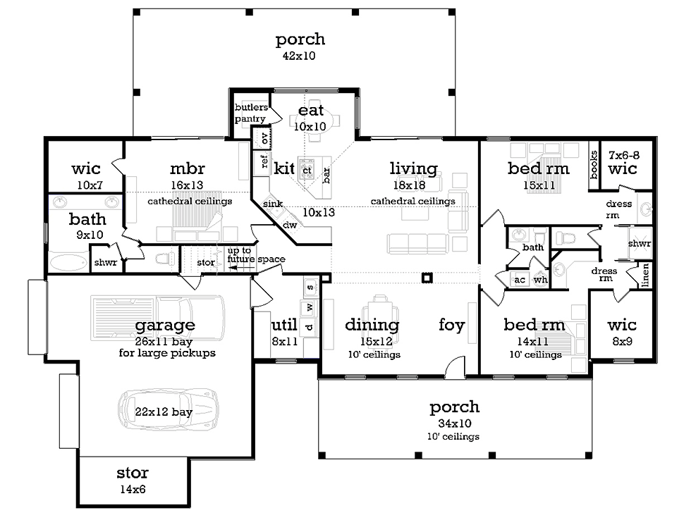House Plan 76933 Level One
