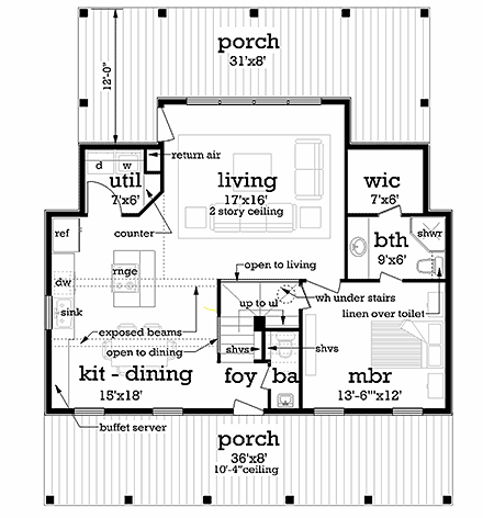 House Plan 76936 First Level Plan