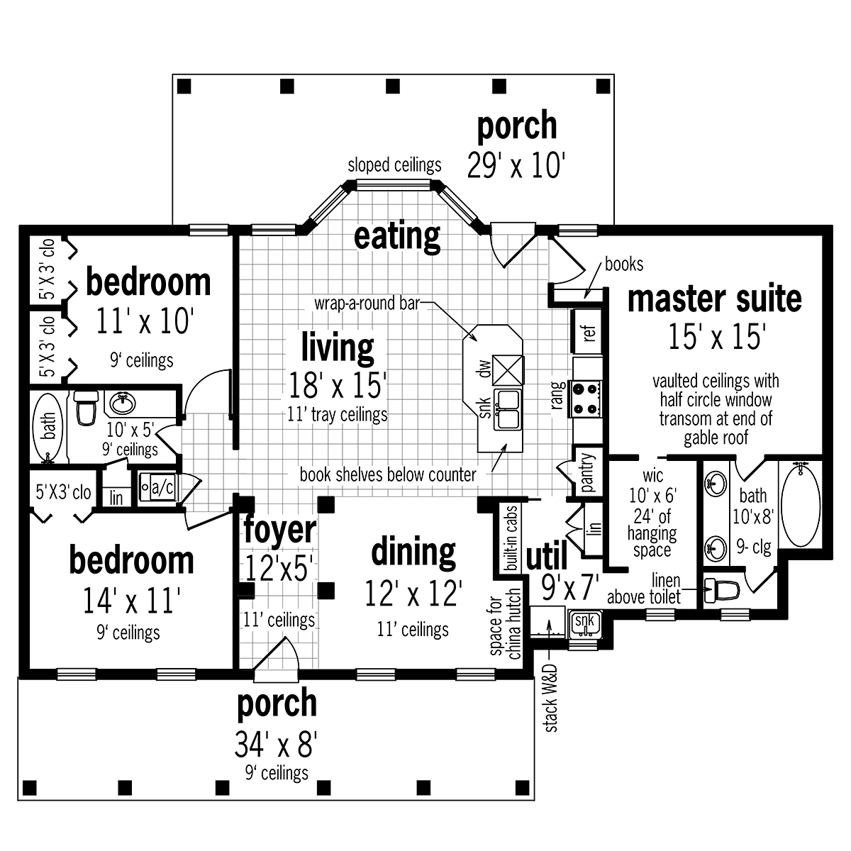 Cottage Traditional Level One of Plan 76939