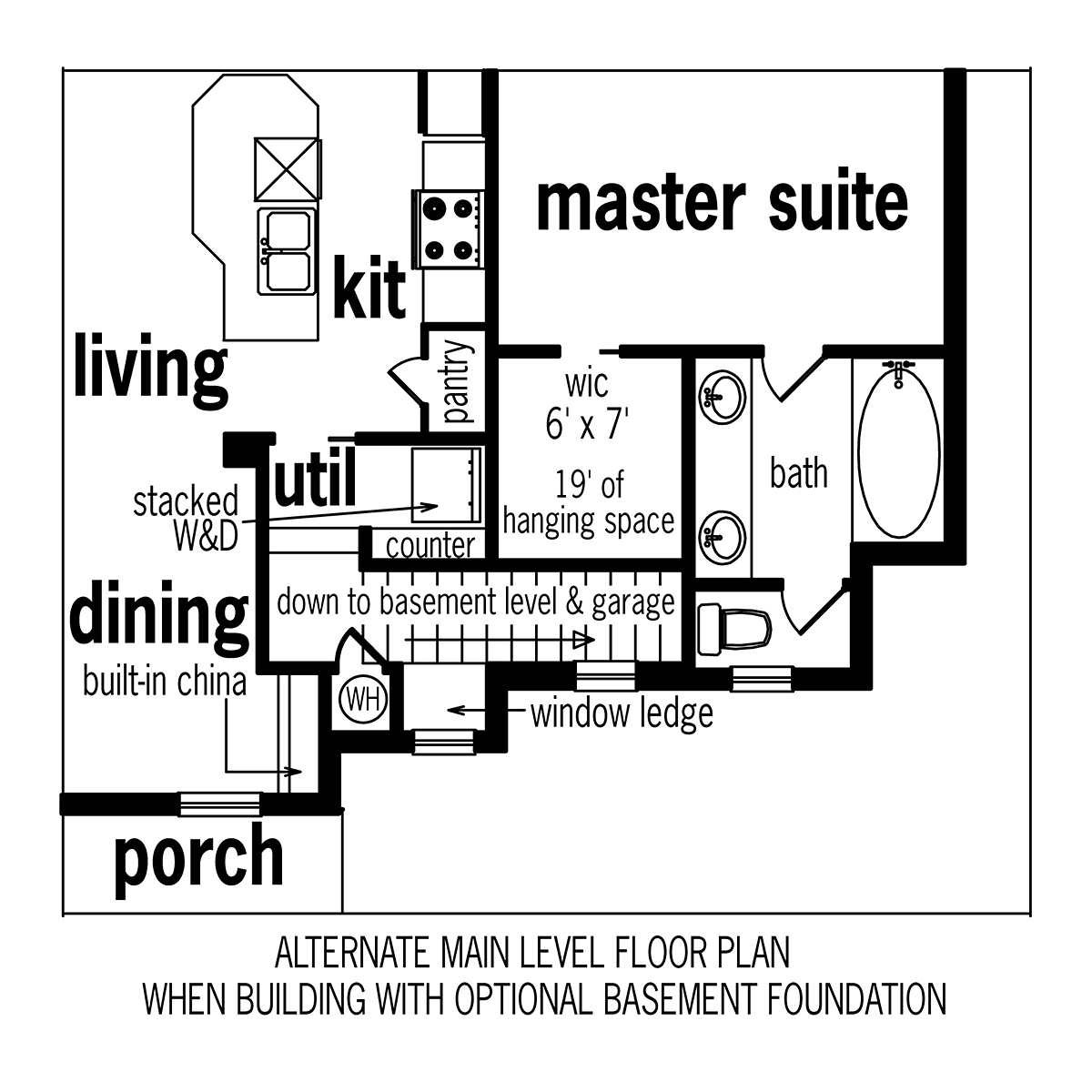 Cottage Traditional Alternate Level One of Plan 76939