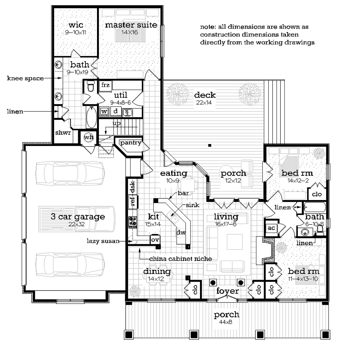 Farmhouse Level One of Plan 76944