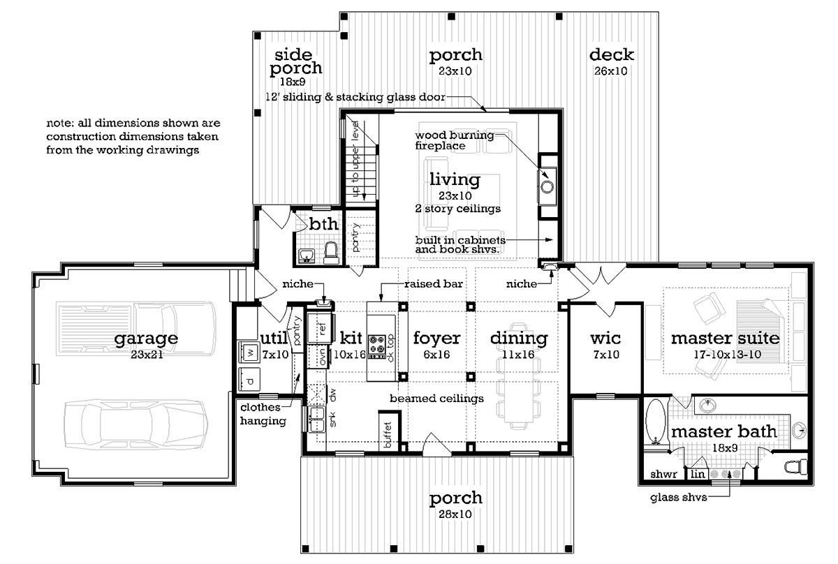 Farmhouse Traditional Level One of Plan 76945