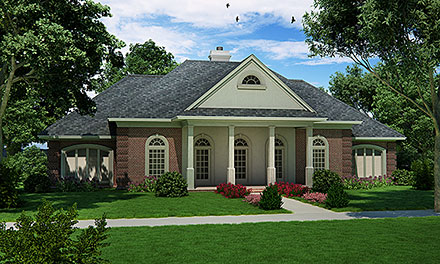 French Country Southern Elevation of Plan 76948