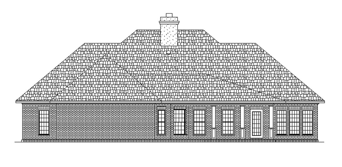 French Country Southern Rear Elevation of Plan 76948
