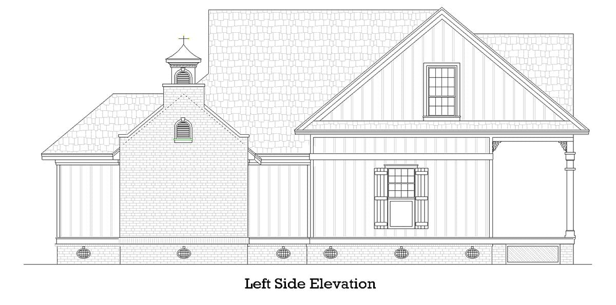 Colonial, Cottage, Country, Southern Plan with 1236 Sq. Ft., 3 Bedrooms, 2 Bathrooms Picture 3