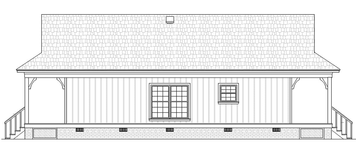 Colonial, Cottage, Country, European, Southern Plan with 1040 Sq. Ft., 2 Bedrooms, 2 Bathrooms Picture 3