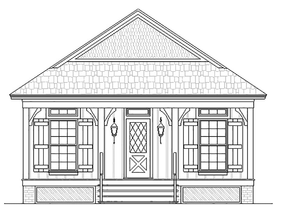 Colonial, Cottage, Country, European, Southern Plan with 1040 Sq. Ft., 2 Bedrooms, 2 Bathrooms Picture 4