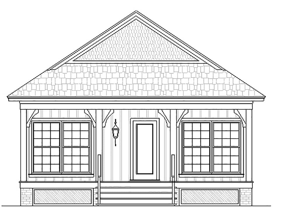 Colonial, Cottage, Country, European, Southern Plan with 1040 Sq. Ft., 2 Bedrooms, 2 Bathrooms Picture 5