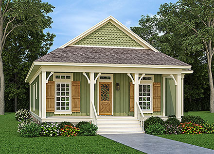 Colonial Cottage Country European Southern Elevation of Plan 76959