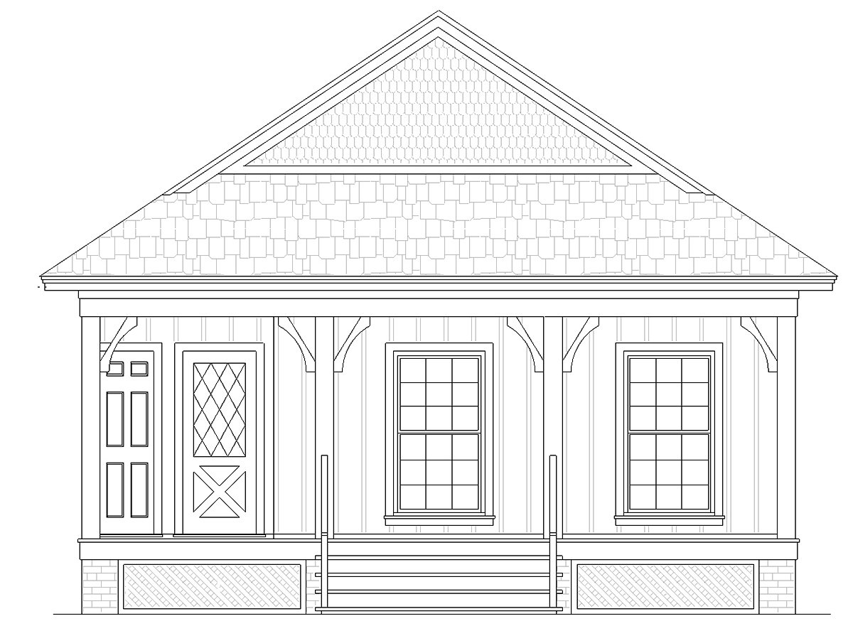 Colonial Cottage Country European Southern Rear Elevation of Plan 76960
