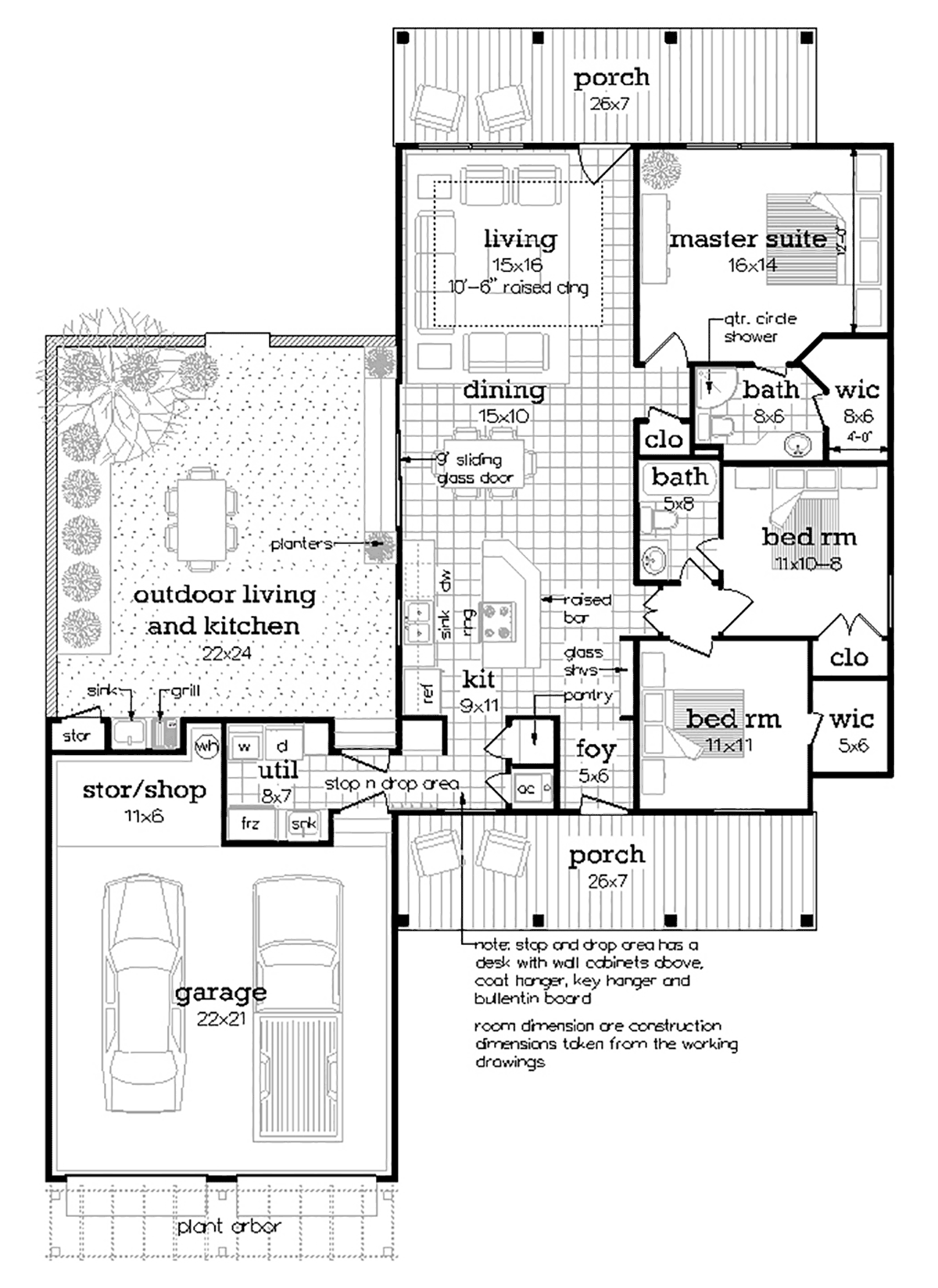 Colonial Cottage Country European Southern Level One of Plan 76962