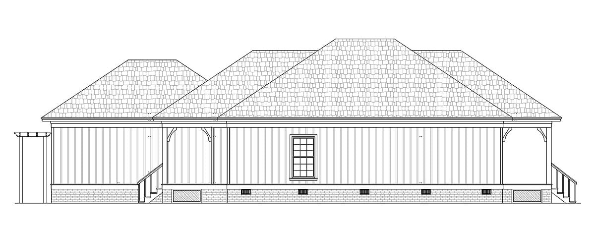 Colonial, Cottage, Country, European, Southern Plan with 1362 Sq. Ft., 3 Bedrooms, 2 Bathrooms, 2 Car Garage Picture 2