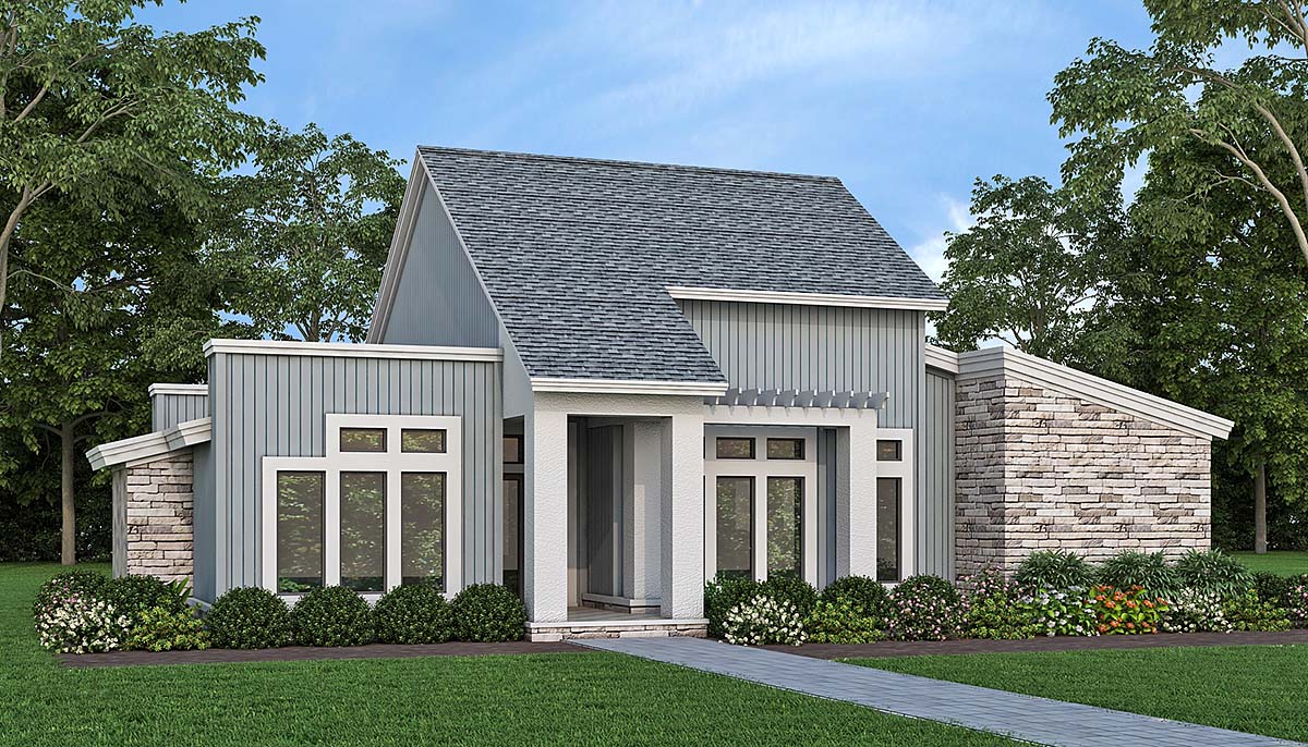 Contemporary, Modern Plan with 1400 Sq. Ft., 3 Bedrooms, 2 Bathrooms Elevation